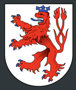 Wappen des Herzogtums Berg mit dem zwiegeschwänzten Löwen