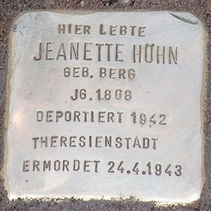 Stolperstein für Jeanette Höhn in der Kaiserstr. 55 in Haan