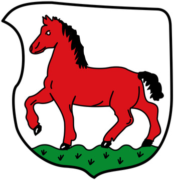 Wappen des ehemaligen Amtes Hubbelrath und heutiges Stadtteilwappen von Ratingen-Homberg und Düsseldorf-Hubbelrath